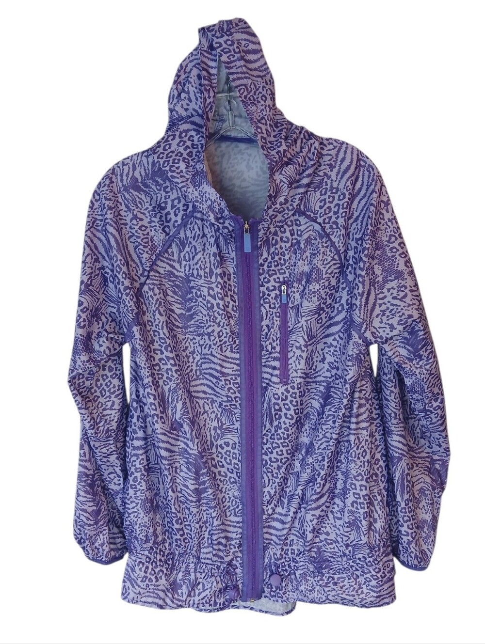 High Energie Lightweight Purple Animal Print Jacket Size Large